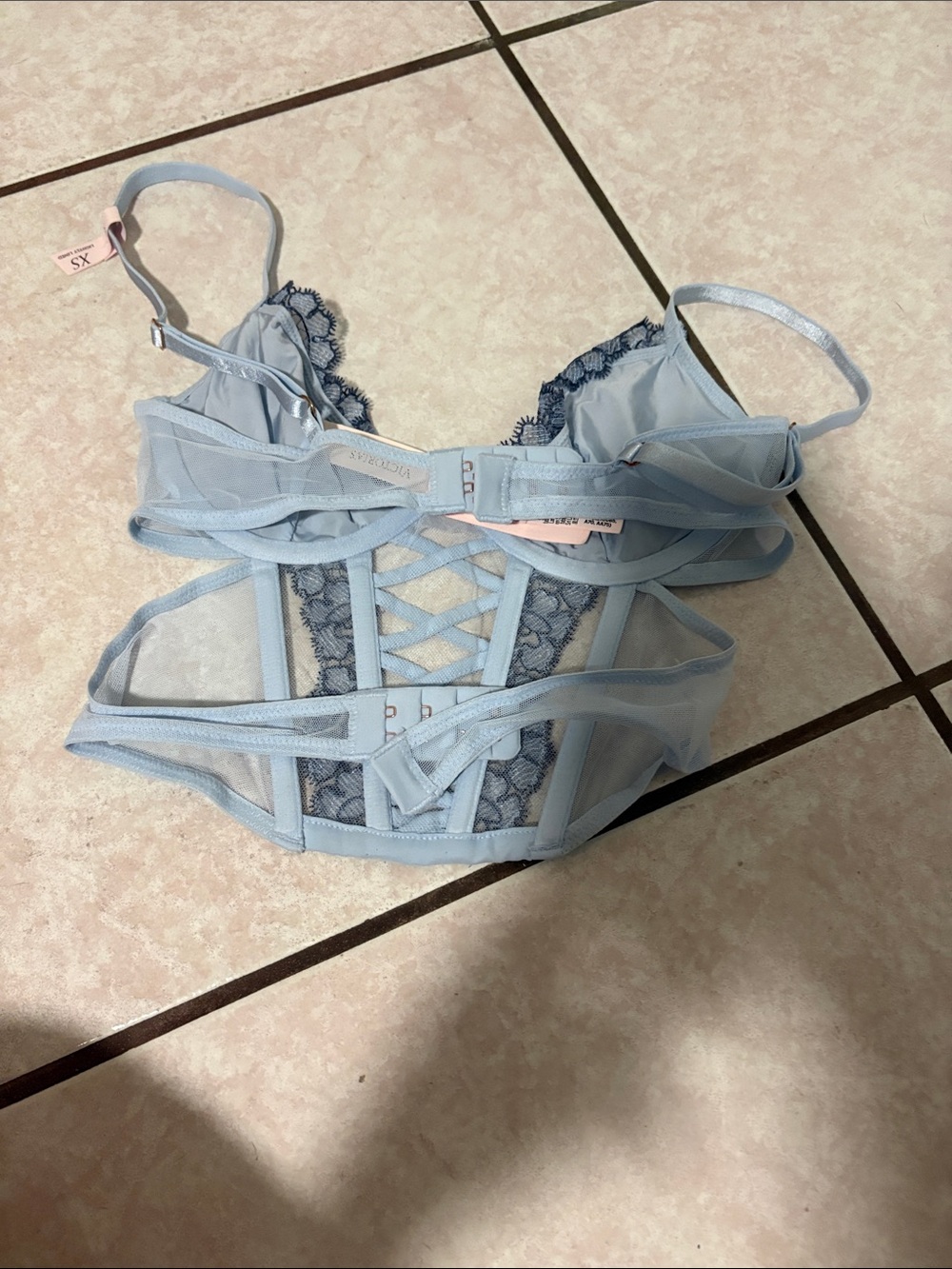 Victoria's Secret Light Blue Lace & Mesh Bodysuit - Picture 4 of 4